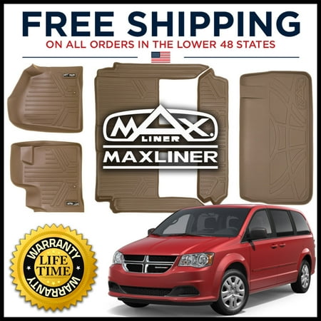 Maxliner Custom 1st 2nd Cargo Floor Mats Tan For Grand Caravan