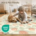 thumbnail image 4 of ODIKA 4'x6' Washable Area Rug Farmhouse Peach Fruit Toile Vintage Botanical Repeat Vine Border for Dorm Room, Small Living Stain Resistant Low Profile, Easy Care, 4 of 7
