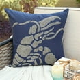 thumbnail image 3 of The HomeCentric Navy Blue Pillow Cover Beaded Lobster Sea Creatures Ocean Beach Theme Pillow Cover Throw Pillow Cover Pack of 2 14x14 inch (35x35 cm) Cotton Linen Floral - Lobster At The Shore, 3 of 10
