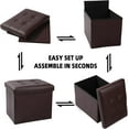 thumbnail image 6 of AUR Brown Leather Storage Ottoman Footrest Stool, 17x13x13inches, Modern Style, 6 of 15