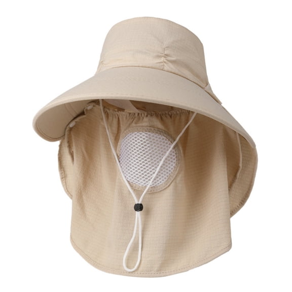ROHUUQUE Women Visor Hats Wide Brim UPF Protection Full Face & Neck Cover Breathable Solid Tea-Picking Sun Hat for Outdoor Beige