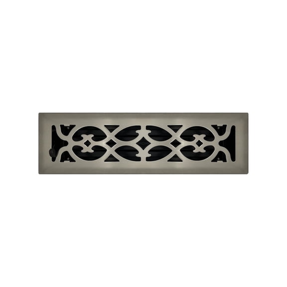 2.25" x 10" Brushed Nickel Victorian Style Floor Register - Decorative Vent Cover