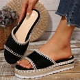 thumbnail image 2 of HomeDM Women's Platform Espadrille Slide Sandals Dressy Bohemian Open Toe Slip On Beach Sandals for Summer, Black Size 5.5, 2 of 9