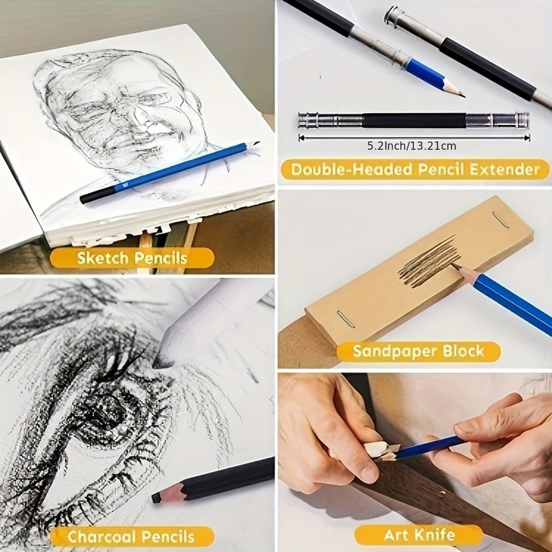 35-Piece Sketching & Charcoal Pencil Set, Complete Drawing Kit with Wood Pencils, Charcoal Pencils & Sticks for Artists