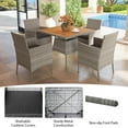 thumbnail image 5 of Costway 5 Pieces PE Wicker Patio Dining Set with Cushions and 1.97" Umbrella Hole, 5 of 10