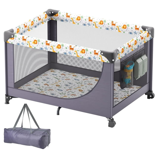 Cuna de viaje para bebés VEVOR, plegable, con colchón blando, de 0 a 3 años