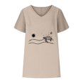 thumbnail image 4 of Spring Tops for Women Viikei Womens Shirts Clearance,Womens Floral Tops for $5 Tops,Women V-neck Print T-Shirts Fashion Comfortable Female Blouses Khaki XXL, 4 of 4