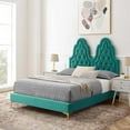 thumbnail image 2 of Tufted Platform Bed Frame, Twin Size, Velvet, Teal Blue, Modern Contemporary Urban Design, Bedroom Master Guest Suite, 2 of 10