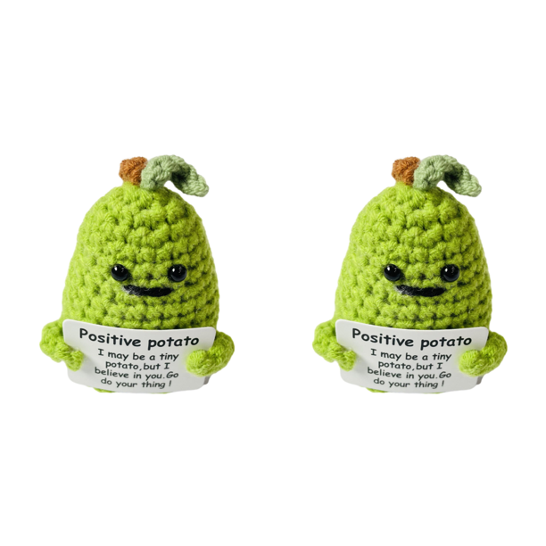Patata Positiva Lindo Ganchillo con Tarjeta Anímate Regalos para Amigos (P) Verde
