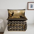 thumbnail image 5 of Manfei Aztec Pattern Full Size Comforter Sets,Vintage Elk Bedding Comforter Set,Brown,Black Reversible,3 Pieces,1 Comforter and 2 Pillowcases, 5 of 7