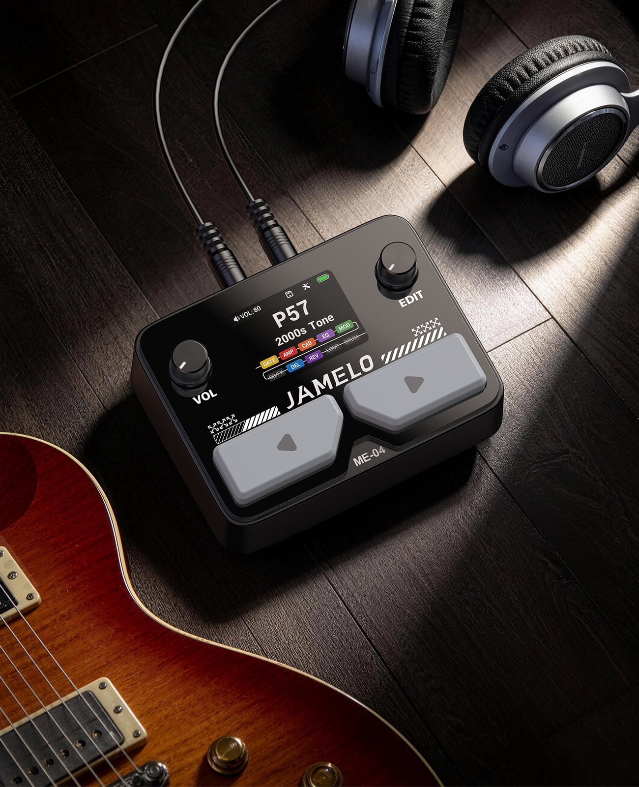 JAMELO Portable Pocket Multi Effects Pedal, 100+ Built-in Guitar/Bass/Acoustic Effects, Amp Modeling, IR Cabinets Simulation, Stereo OTG USB Audio Interface, Rechargeable Guitar Pedal