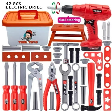42pcs Kids Tool Sets Tool Belt with Electronic Drill, Pretend Play Construction Toys for Boys Girls Ages 3 