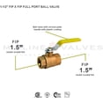 thumbnail image 5 of Midline Valve FxFLH1515GAS-5 Premium Brass Gas Ball Valve, with 1-1/2 in. FIP Connections (Pack of 5), 5 of 6