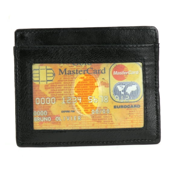 Mens Genuine Leather Slim Money Magnetic Clip Wallet Credit Card Holder and ID Window Display