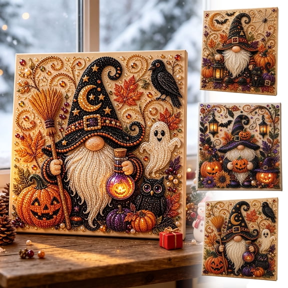 Halloween Pearl Art DIY Kit Cute Ghost Pearl Painting Set Plastic Complete Kit & For All Ages for Home Decor Wall Art Beginner Crafts & Seasonal Party Gifts by MPOISVA