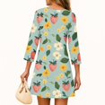 thumbnail image 4 of WTOBBY Women's Floral Print Button Down V-Neck 3/4 Sleeve Midi Dress, Casual Sundress with Pockets for Summer Vacation Essentials,Green 2XL, 4 of 6