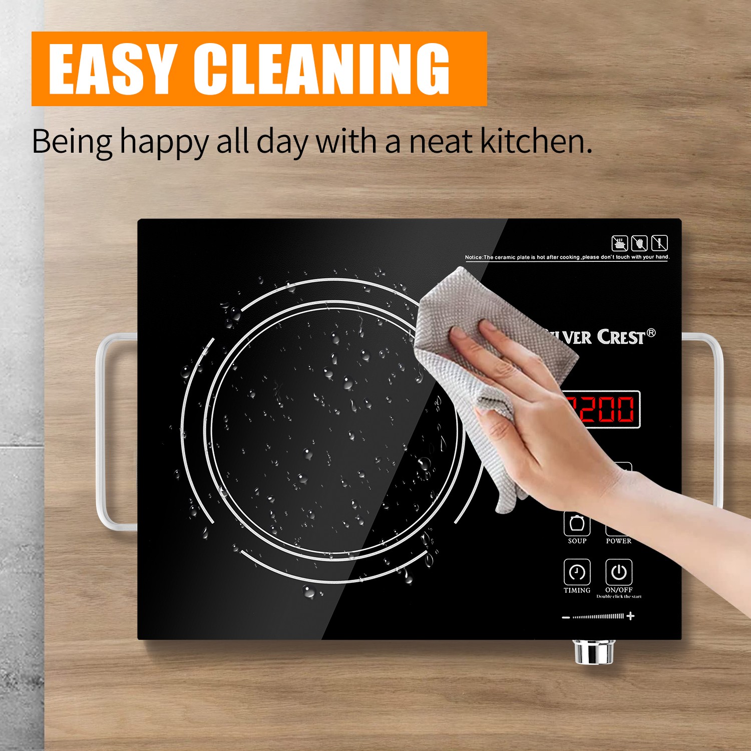 Cikuci Electric Hot Plate Infrared Induction Cooktop Stove, Countertop Burners 2200W Burner Ceramic Glass for Cooking, Overheat Protection