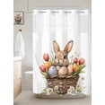 thumbnail image 6 of No Hook Shower Curtain with Snap in Liner, Spring Easter Egg Bunny on White Waterproof Bath Curtain Double Layers with See Through Top Window, Colorful Flower Leaf Hotel Shower Curtains 60x72in, 6 of 9