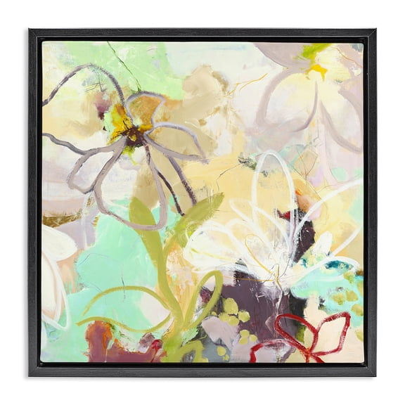 Last Days Of Spring Abstract Black Framed Floater Canvas Wall Art, design by Design Fabrikken