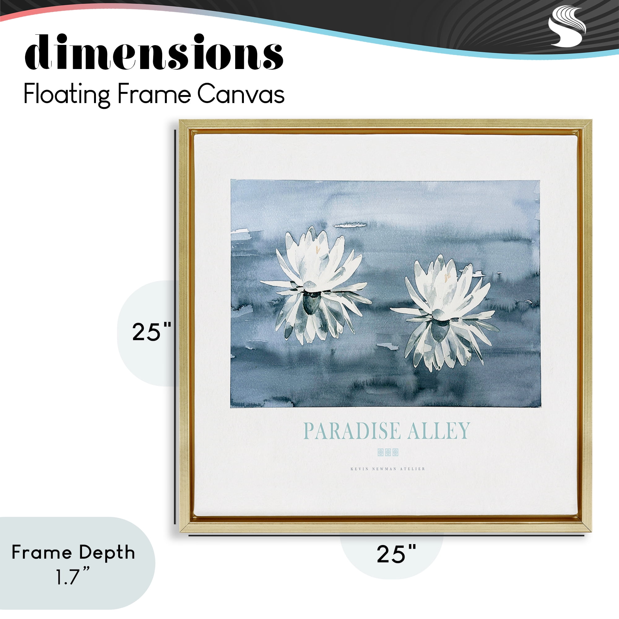 Stupell Industries Paradise Alley Water Lilies Gold Framed Floater Canvas Wall Art, design by Jadei Graphics