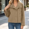 thumbnail image 6 of WIZUTIZ Women's Solid Color Button Front Jacket Turn Down Collar Long Sleeve Loose Casual, 6 of 7