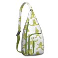 thumbnail image 1 of Cartoon Frog Sling Backpack - Whimsical Frog & Flower Print Design, Compact Lightweight Daypack for Cycling & Photography, 1 of 3