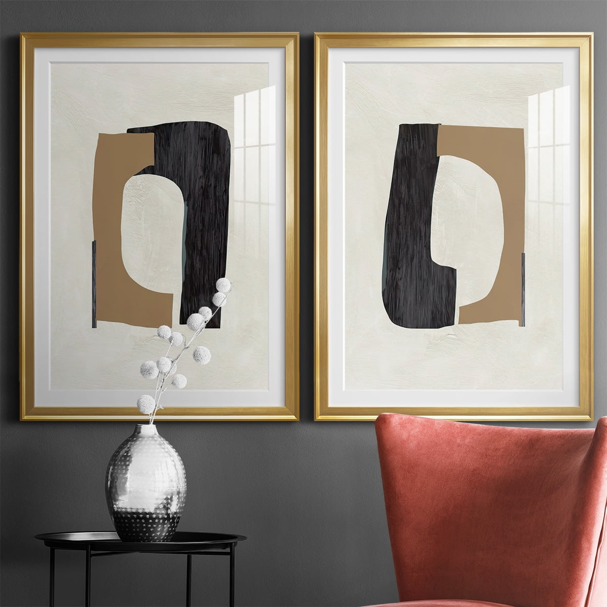 Wexford Home Cardboard Cutouts I Premium Framed Print, 22.5" x 30.5" - Ready to Hang, Gold (Set of 2)