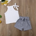thumbnail image 5 of Bagilaanoe 2Pcs Little Girls Summer Outfits Sleeveless Vest Tops + Striped Shorts with Belt 32T 3T 4T 5T 6T 7T Kids Casual Short Pants Set, 5 of 6