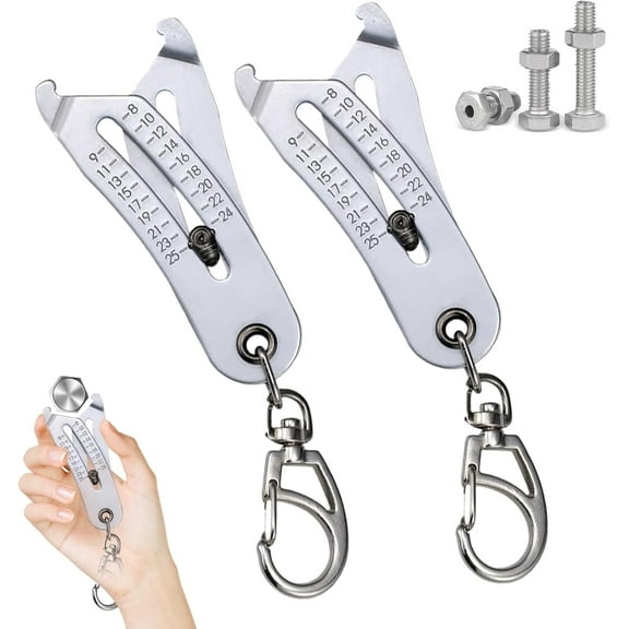 2 Pcs New Bolt Size Finder Keychain Portable Precise Thread Size Checker Keychain Upgraded Nut Thread Checker Quick Manual Measurement Identifier Hex Nut Thread Gauge 