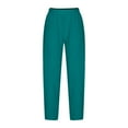 thumbnail image 5 of Cotton Linen Pants for Women Casual Loose High Waisted Wide Leg Pants with Pockets Lightweight Drawstring Comfy Lounge Pants, 5 of 5