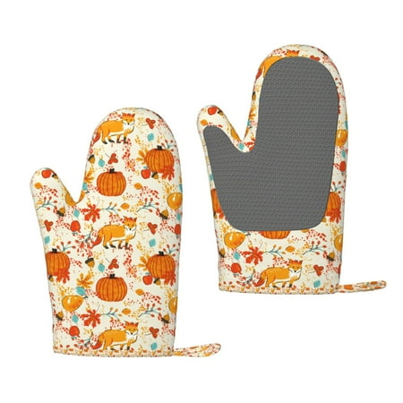 

Lukts Pumpkin Fall Pears for Silicone Anti-Scalding Gloves Kitchen Lanyard Gloves for Grilling Baking Cooking