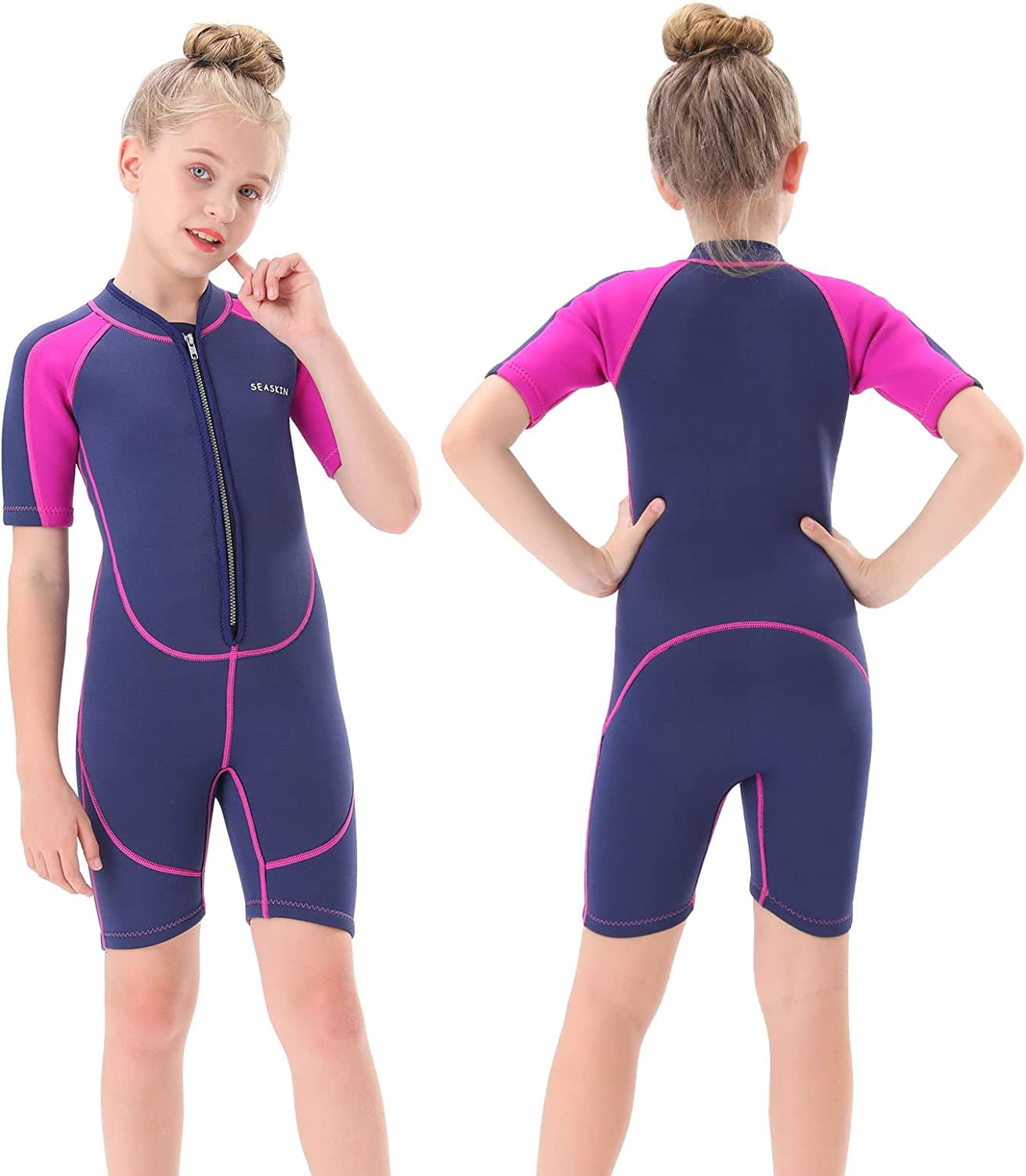 Seaskin Kids Wetsuit Front Zipper 2mm Shorty Wetsuit for Boys Girls ...