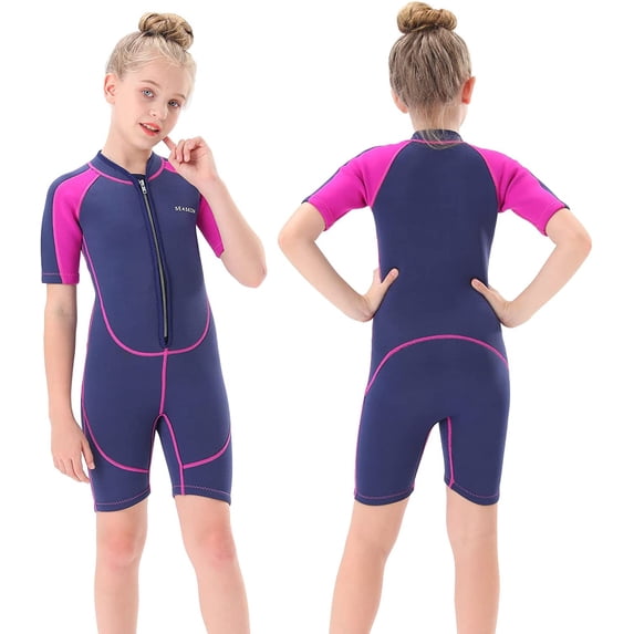 Seaskin 2mm Kids Wetsuit Front Zipper Shorty wetsuit for Girls Size 16