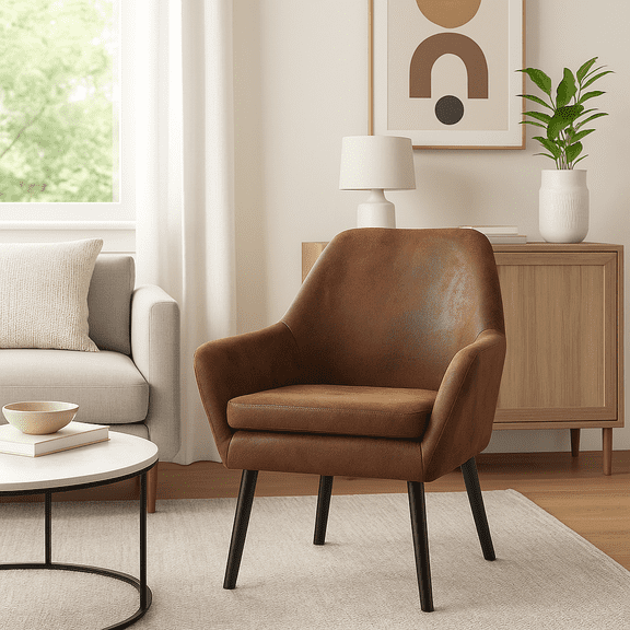 Teamson Home Divano Armchair with Aged Fabric, Brown