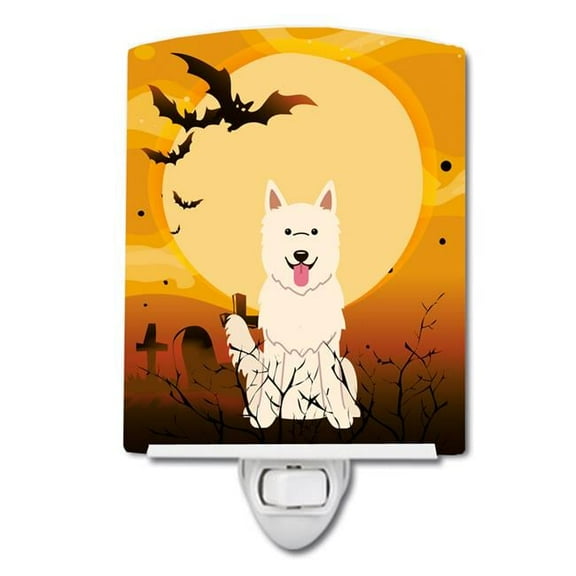 Caroline's Treasures BB4311CNL Halloween White German Shepherd Ceramic Night Light, 6x4x3", multicolor