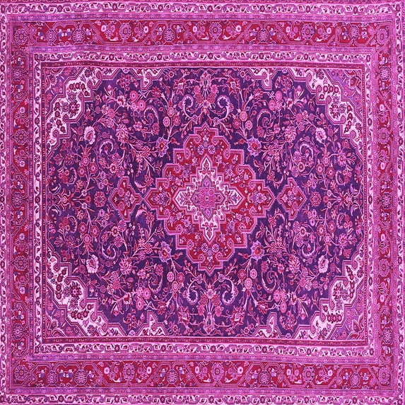 Ahgly Company Indoor Square Medallion Pink Traditional Area Rugs, 3' Square