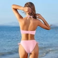 thumbnail image 7 of Mceream Women Solid Backless Bikini Bandage Two-Pieces Swimwear Swimsuit Beachwear Set Pink M, 7 of 7
