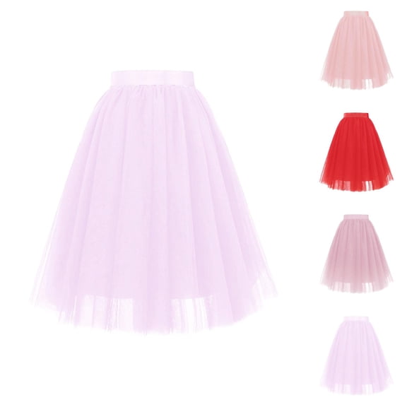 Tulle Skirts for Women Elegant Mesh Layered Flowy A Line Midi Skirt Ballet Tutu Skirts