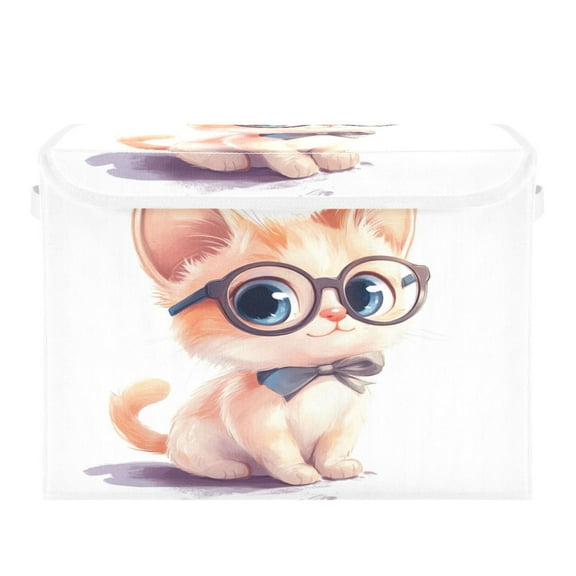 Storage Box With Lid 16.5x12.6x11.8In Foldable Stacked Household Storage Box Adorable Dog