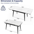 thumbnail image 3 of ChVans 55"- 79" Large Extendable Dining Table for 6-8 Person, Modern Rectangular Dining Table with White Marble Sintered Stone Table Top and Metal Legs for Kitchen Dining Living Room, White Marble, 3 of 8
