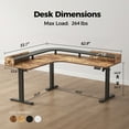 thumbnail image 4 of 62.9" Electric L Shaped Standing Desk ,Adjustable Height Corner Desk with Monitor Shelf, Sit Stand Table for Home Office Computer Workstations,Splice Board,Rustic Brown, 4 of 8