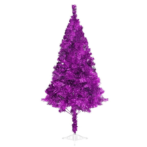 Fawyn 5' Ft Sparking Gorgeous Folding Artificial Tinsel Christmas Tree Purple Color 350 Tips