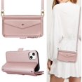 thumbnail image 2 of for iPhone 14 Wallet case,iPhone 14 Phone case with Zipper Card Holders for Women Slots Crossbody Flip Folio Book Cover with Credit Card Holder Men case - Rose Gold, 2 of 14