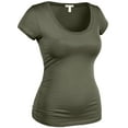 thumbnail image 2 of Essential Basic Women's Plus Classic Short Sleeve Scoop Neck 6 Pack Tshirts, Olv Toffee Sage Mstrd Silv White, 2XL, 2 of 5