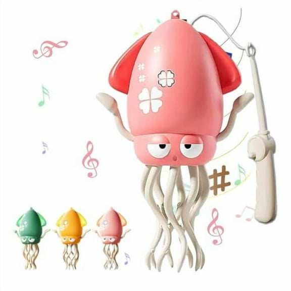 Magic Dancing Octopus Toy - Smart Obstacle-Dodging Robot with LED Light Show & Music,USB Rechargeable Tummy Time Squid Toy for Baby | Electric Crawling Octopus | Interactive Gift for Kids 3  (Pink)