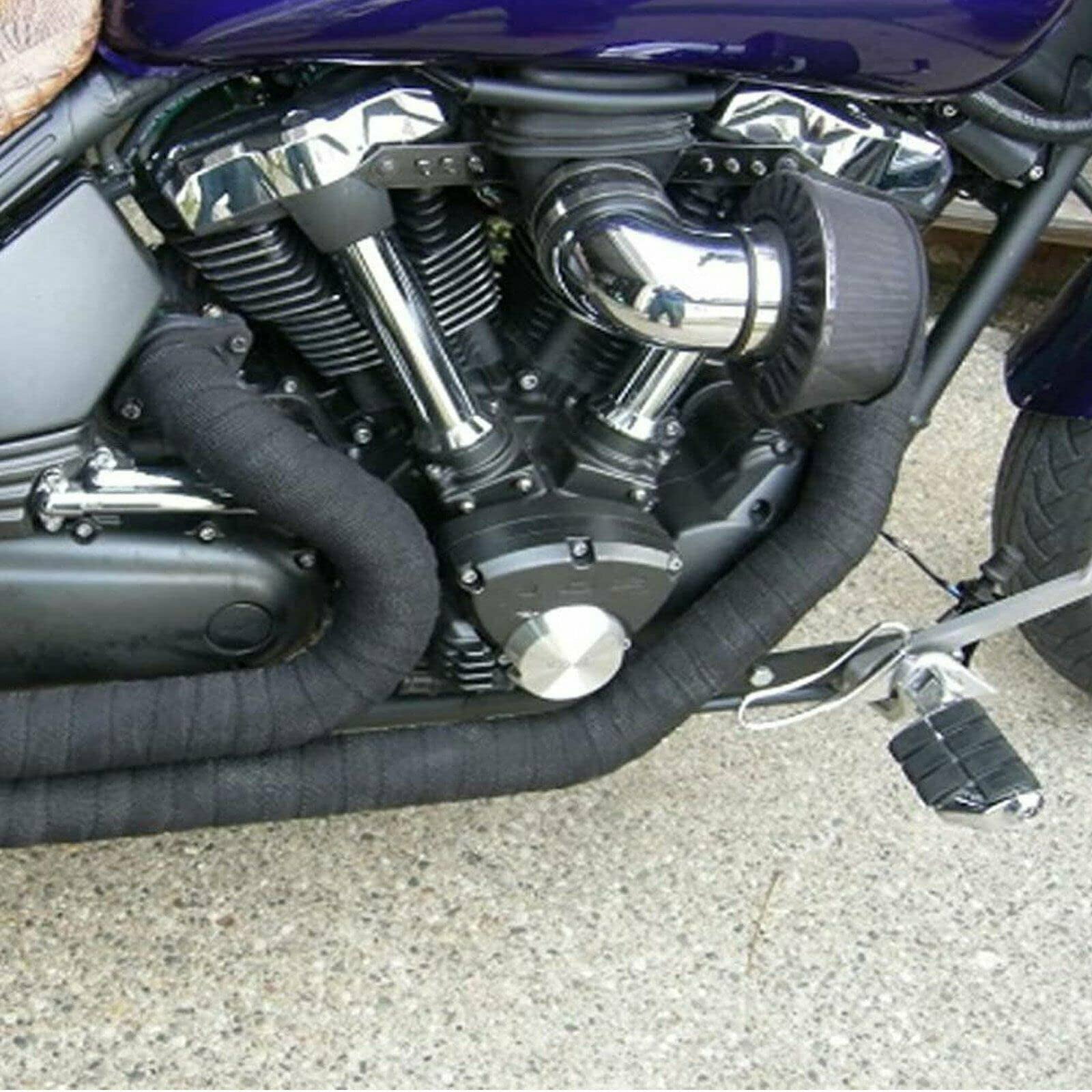 Confote 2 Roll x 2" 50Ft Black Fiberglass Exhaust Header Heat Wrap Tape + 20 Ties Kit