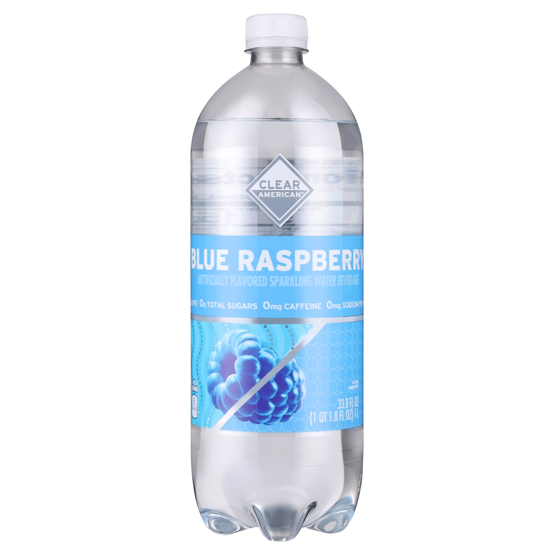 (12 pack) Clear American Blue Raspberry Flavored Sparkling Water, 33.8 fl oz Bottle