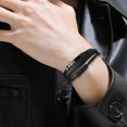 thumbnail image 1 of Pulsera para hombres y mujeres, pulsera envolvente de cuero sintético para hombres, mujeres, adolescentes, niños y niñas, cierre de acero inoxidable, Hebilla negra, 1 of 8