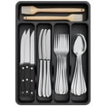thumbnail image 4 of Silverware Drawer Organizer Tray, Plastic Cutlery Storage for Kitchen Drawer, Flatware and Utensil Holder Divider for Spoons Forks Knives Tableware, 5 Compartment, Black, 4 of 8