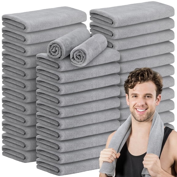 SmoothNovelty 36 Pcs Microfiber Gym Towel 16 x 28 in Bleach Proof Towels Absorbent Soft Sweat Towels Quick Dry Lightweight Towel